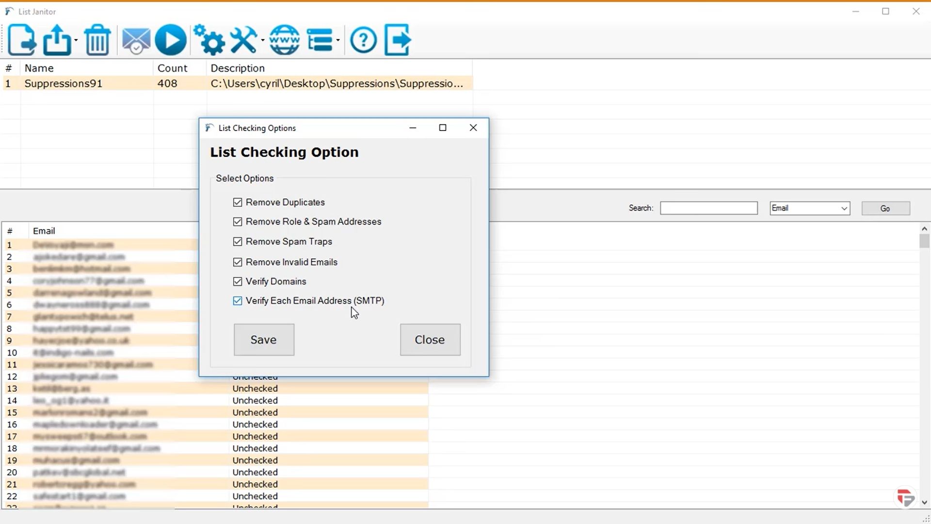 screenshot of List Janitor